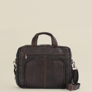 Jackson vacqueta black leather briefcase bag for men