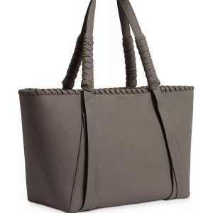 Kepi small grey leather tote bag for women