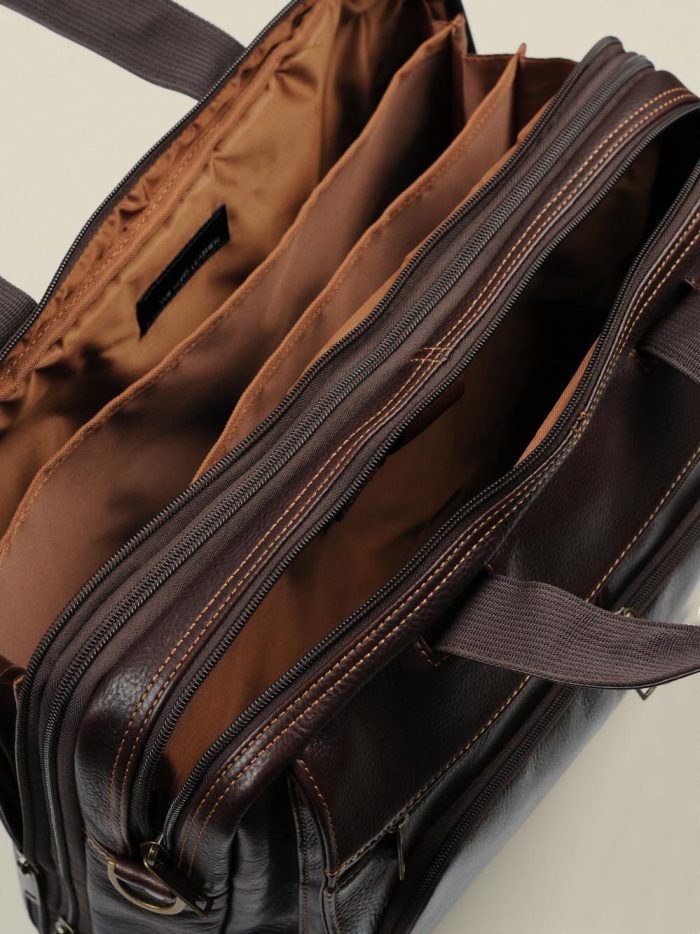 Miami rugged black leather briefcase bag for men - Image 3