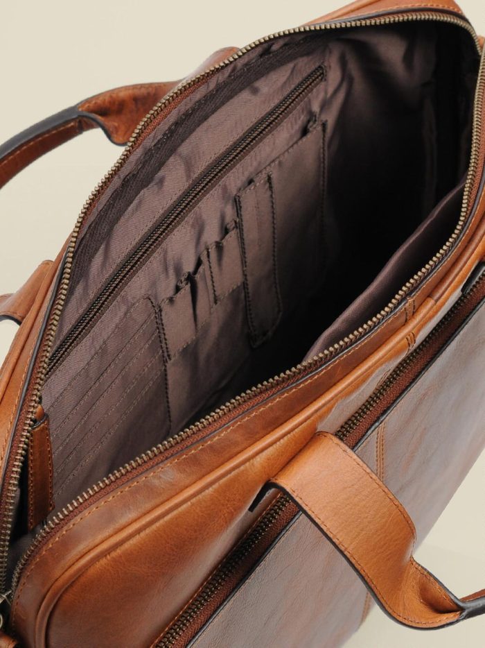 Atlanta vintage brown leather briefcase bag for men - Image 2