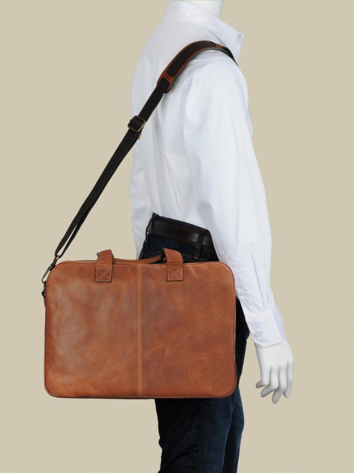 Atlanta vintage brown leather briefcase bag for men - Image 3