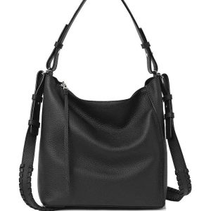 Kita pebbled black leather crossbody bag for women