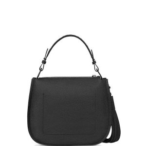 Mori black leather hobo bag for women