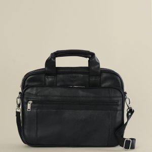 Philadelphia slim black leather briefcase bag for men