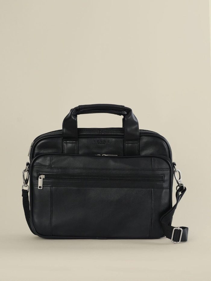 Philadelphia slim black leather briefcase bag for men