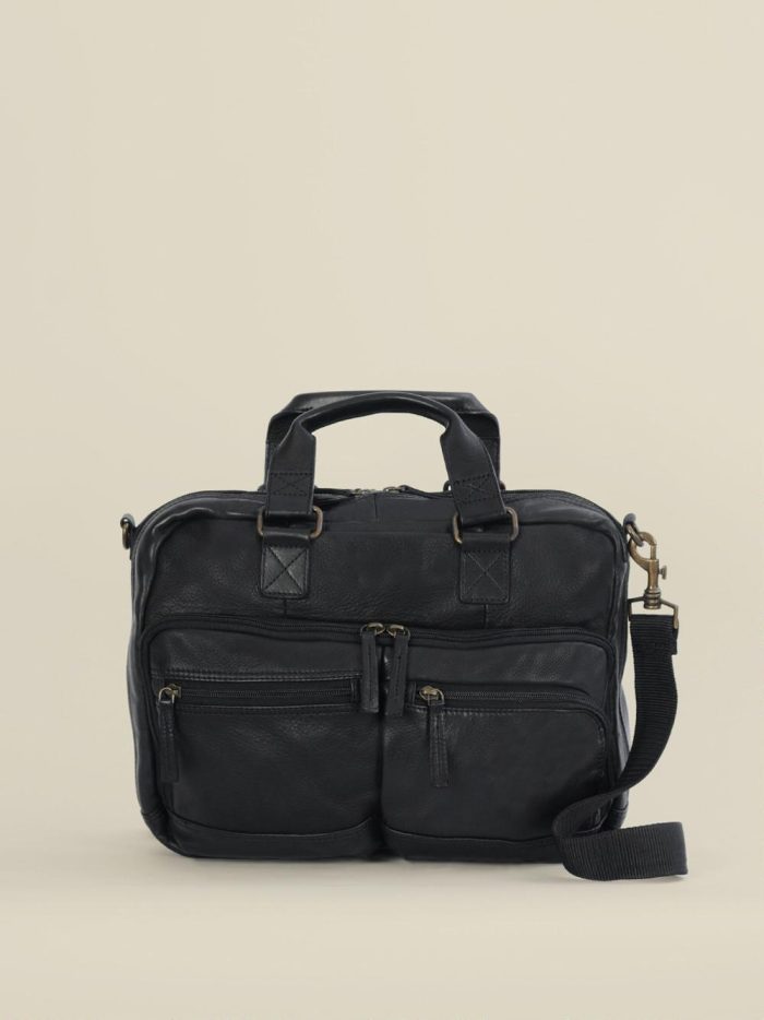 Seattle vintage black leather briefcase bag for men