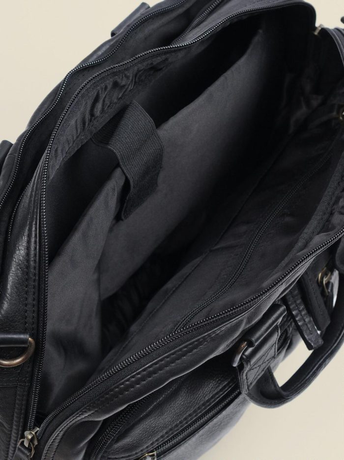 Seattle vintage black leather briefcase bag for men - Image 3