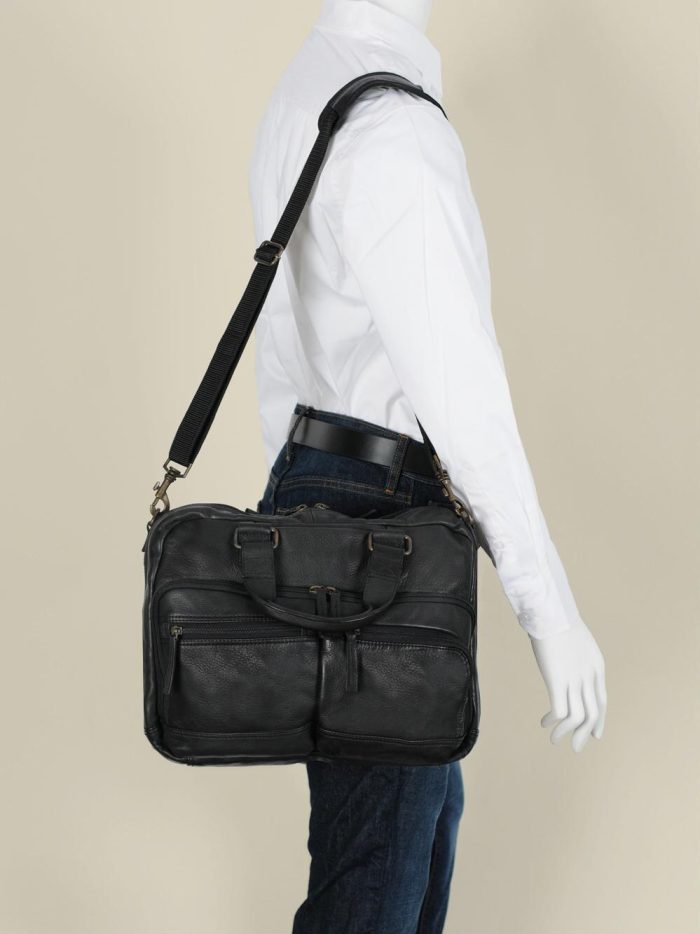 Seattle vintage black leather briefcase bag for men - Image 2