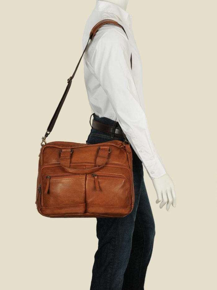 Seattle Vintage brown Leather Briefcase bag for men - Image 3