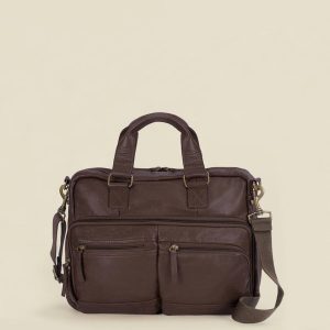Seattle vintage black leather briefcase bag for men