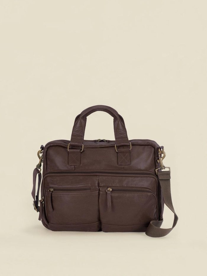 Seattle vintage black leather briefcase bag for men