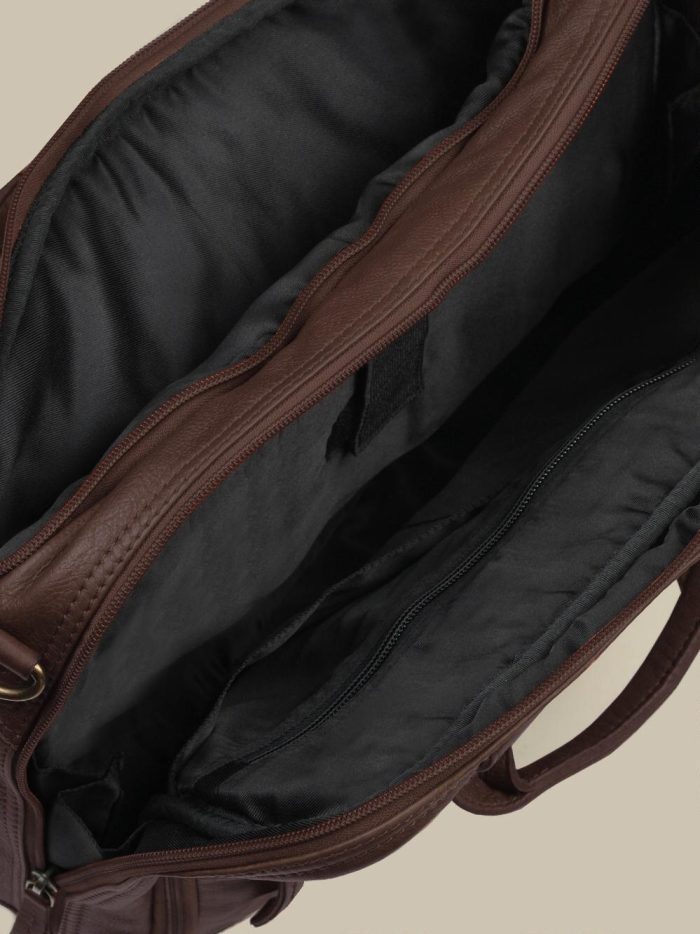 Seattle vintage black leather briefcase bag for men - Image 3