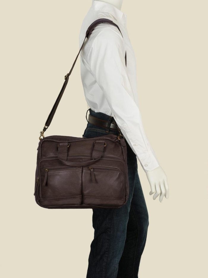 Seattle vintage black leather briefcase bag for men - Image 2