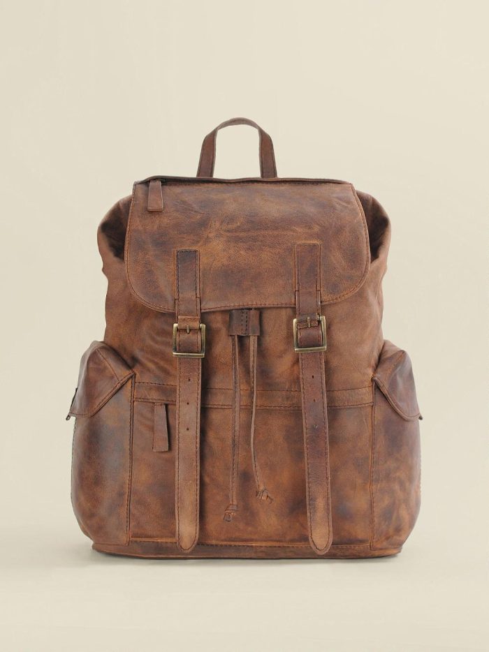 Nicholas vintage brown leather backpack bag for men - Image 2