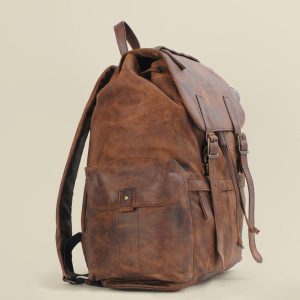 Nicholas vintage brown leather backpack bag for men