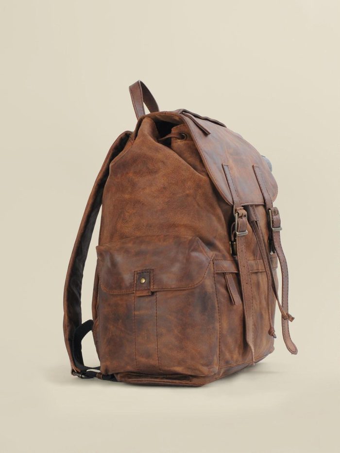 Nicholas vintage brown leather backpack bag for men