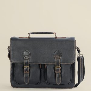 Cincinnati black leather briefcase bag for men