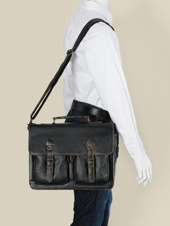Cincinnati black leather briefcase bag for men - Image 3