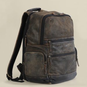 James crackle brown leather backpack bag for men