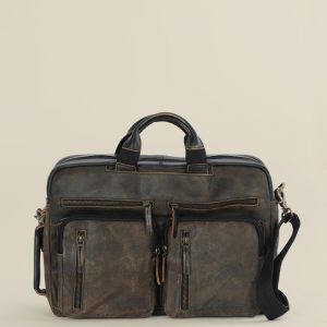 Landon crackle hybrid black leather backpack bag for men
