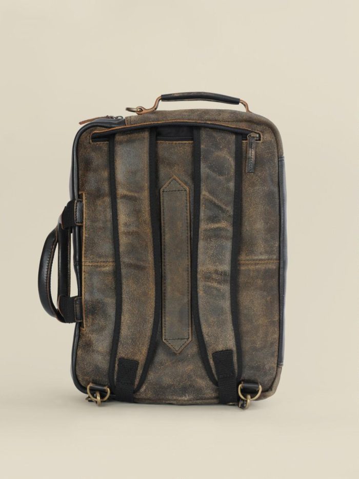 Landon crackle hybrid black leather backpack bag for men - Image 2