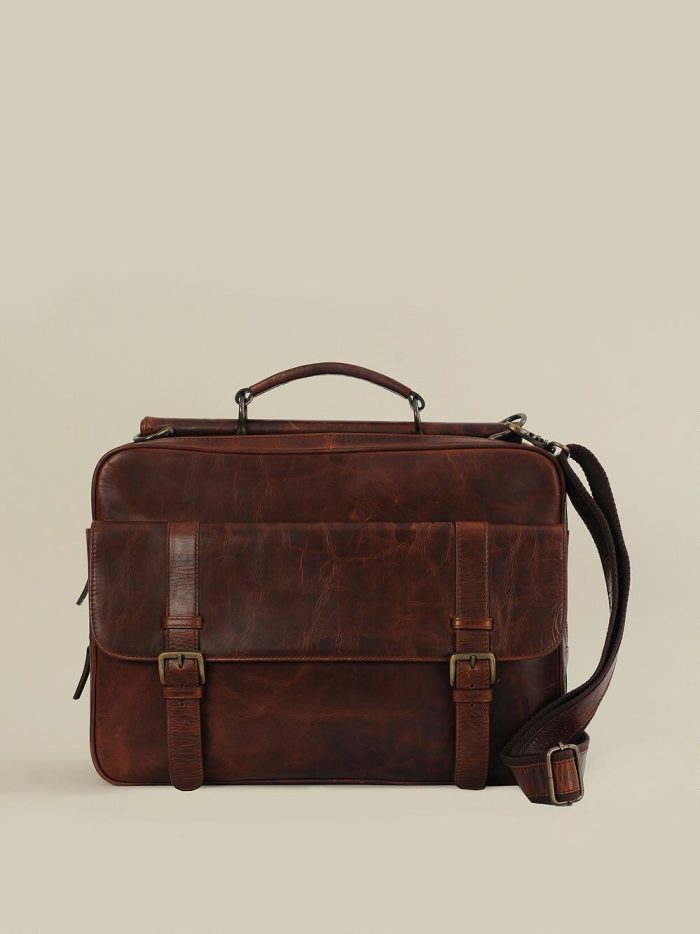 Memphis vintage brief brown leather bag for men