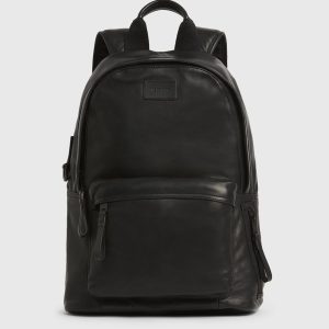 Arena black leather backpack bag for men