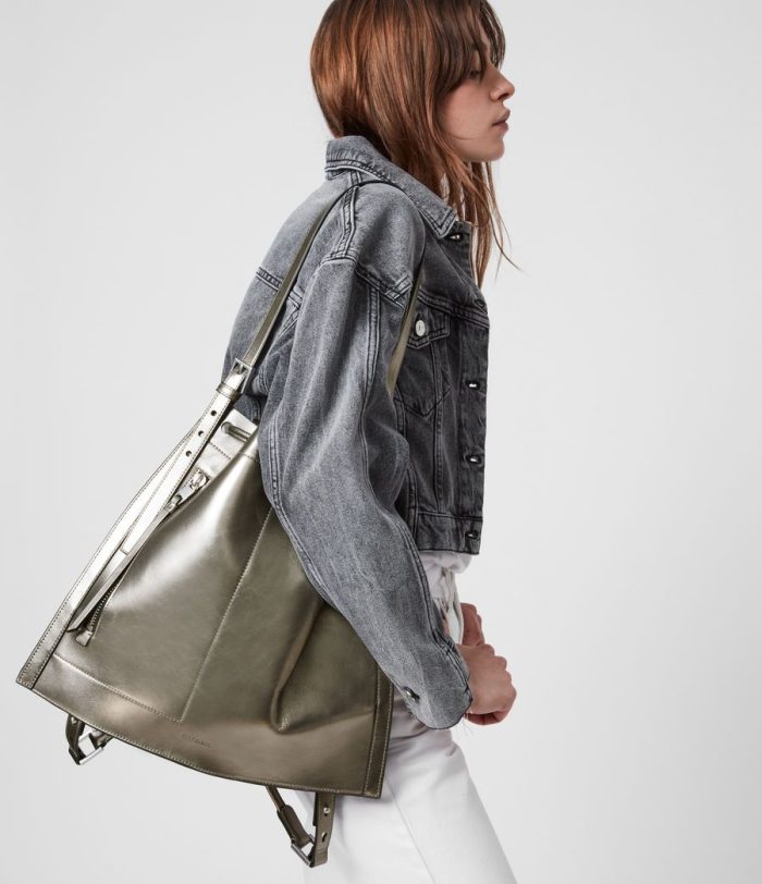 Alpha silver leather backpack bag for women - Image 2