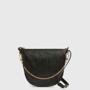 Blake black leather shoulder bag for women