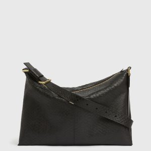 Edbury black leather shoulder bag for women