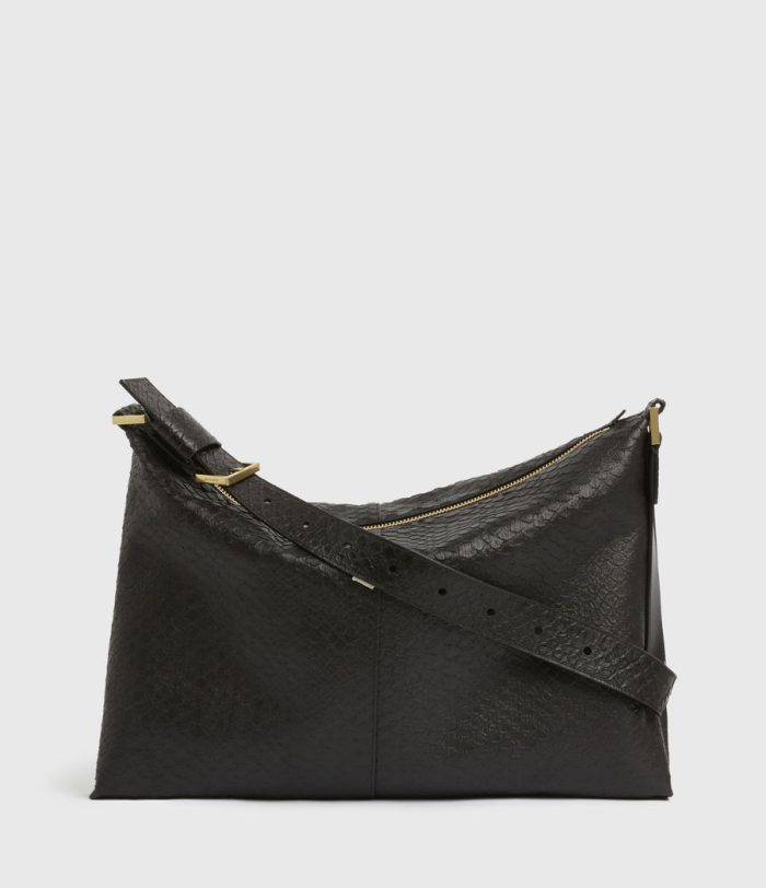Edbury black leather shoulder bag for women