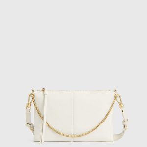 Eve white leather crossbody bag for women