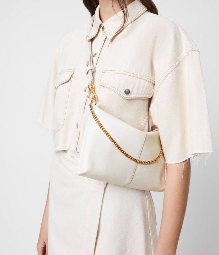 Eve white leather crossbody bag for women - Image 3