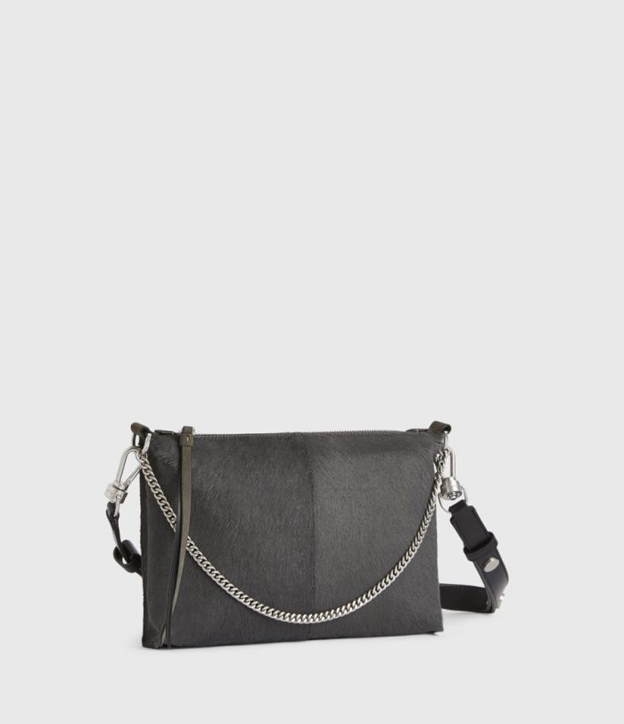 Eve black leather crossbody bag for women - Image 4