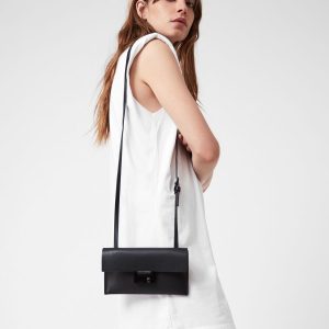 Francoise black leather crossbody bag for women
