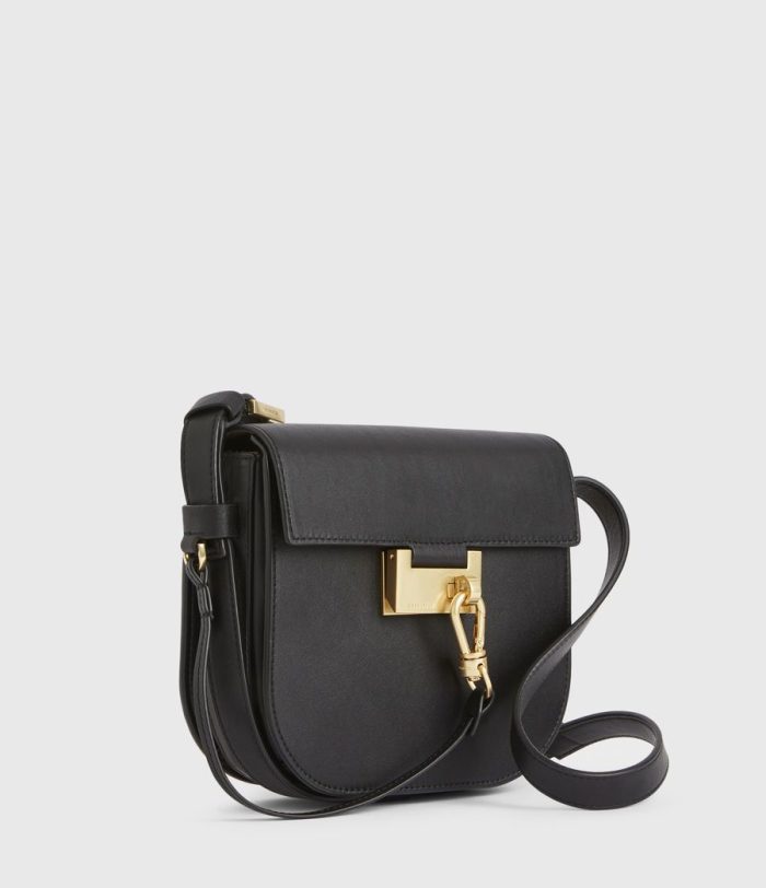 Ida black leather crossbody bag for women - Image 3