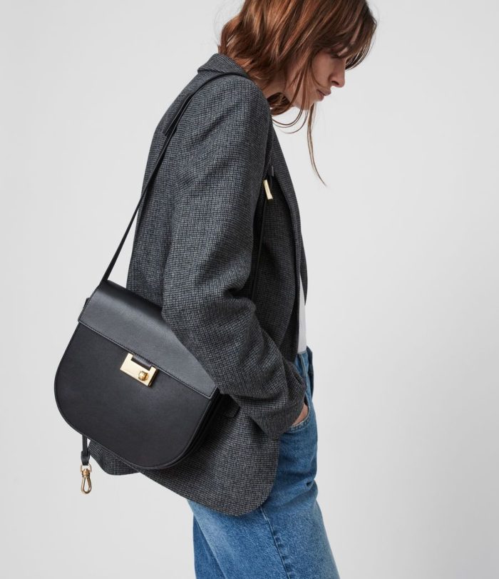 Nicolette black leather shoulder bag for women - Image 4