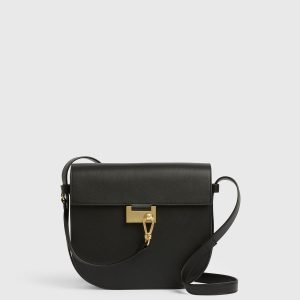 Nicolette black leather shoulder bag for women
