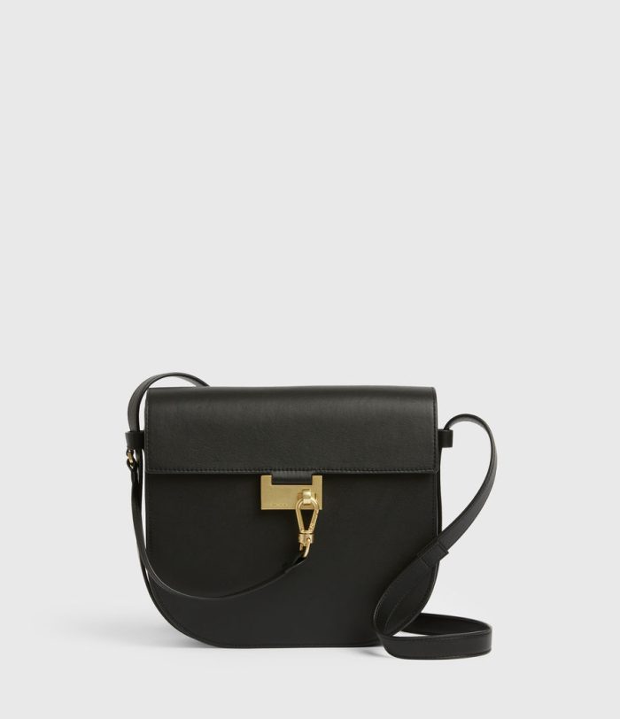 Nicolette black leather shoulder bag for women