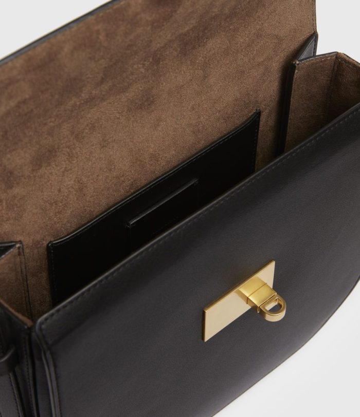 Nicolette black leather shoulder bag for women - Image 3