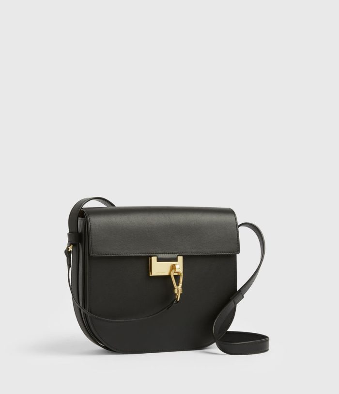 Nicolette black leather shoulder bag for women - Image 2