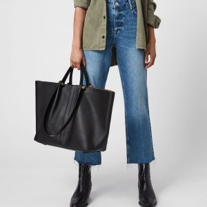 Allington black leather east west tote bag for women