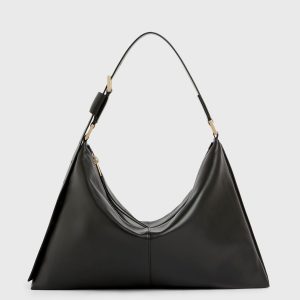 Edbury black leather shoulder bag for women