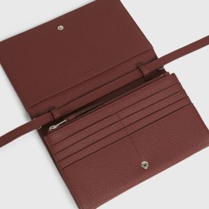 Fetch chain red leather wallet crossbody bag for women