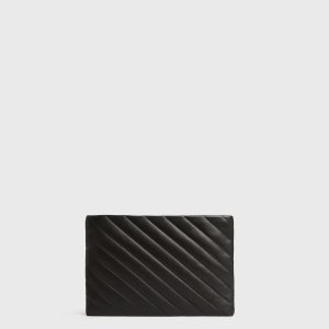 Bettina black leather clutch bag for women